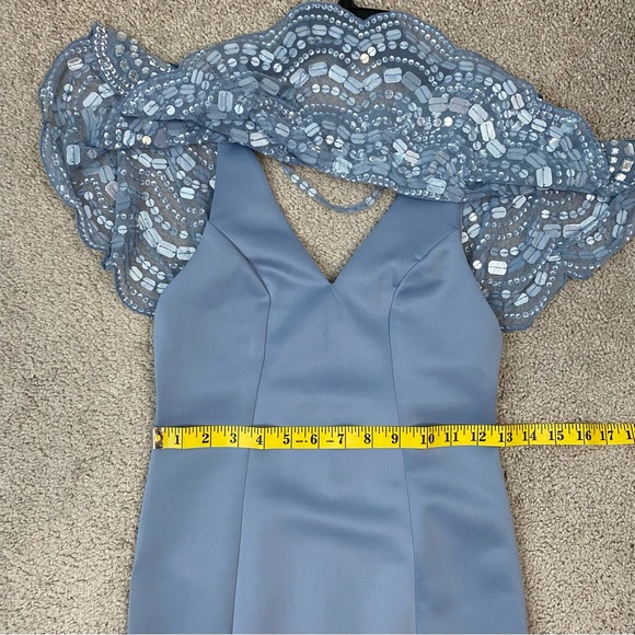 ASOS Design Embellished Cape Midi Scuba Dress Dusty‎ Blue 2 - Picture 13 of 14